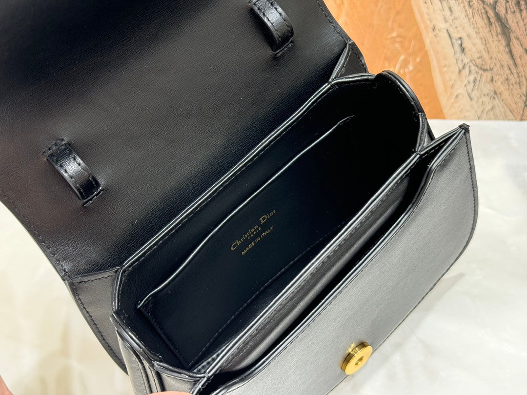 Christian Dior Small Bobby Bag in Black Box Calfskin with Gold Hardware