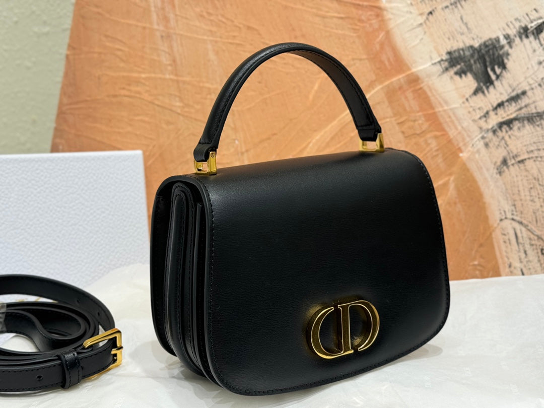 Christian Dior Small Bobby Bag in Black Box Calfskin with Gold Hardware