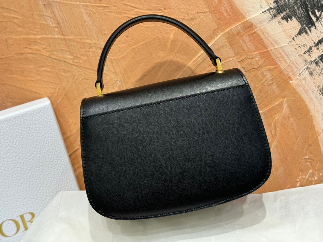 Christian Dior Small Bobby Bag in Black Box Calfskin with Gold Hardware