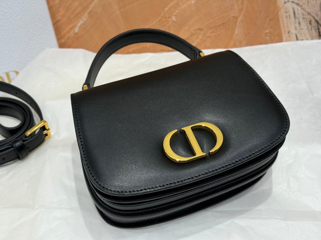 Christian Dior Small Bobby Bag in Black Box Calfskin with Gold Hardware