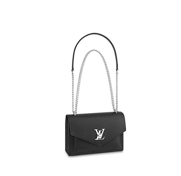 Louis Vuitton Mylockme Chain Bag - Black Grained Calfskin Leather