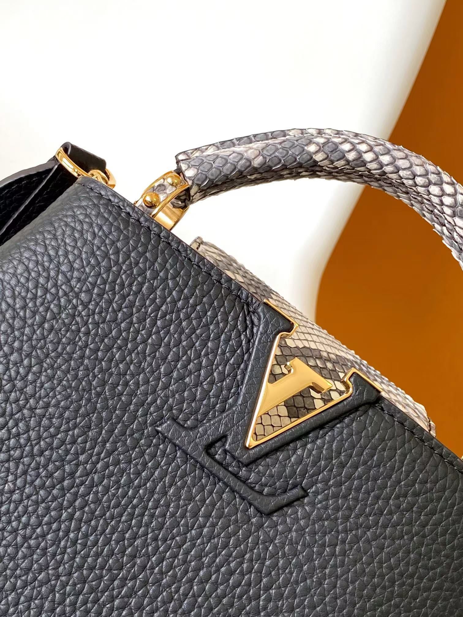 Louis Vuitton Capucines Mini Handbag - Black Taurillon Leather & Python Skin