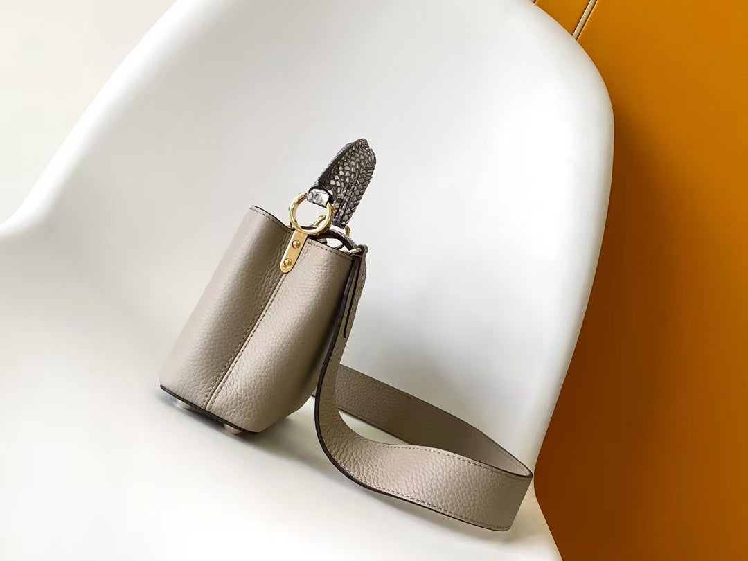 Louis Vuitton Capucines Mini Handbag - Galet Taurillon Leather & Python