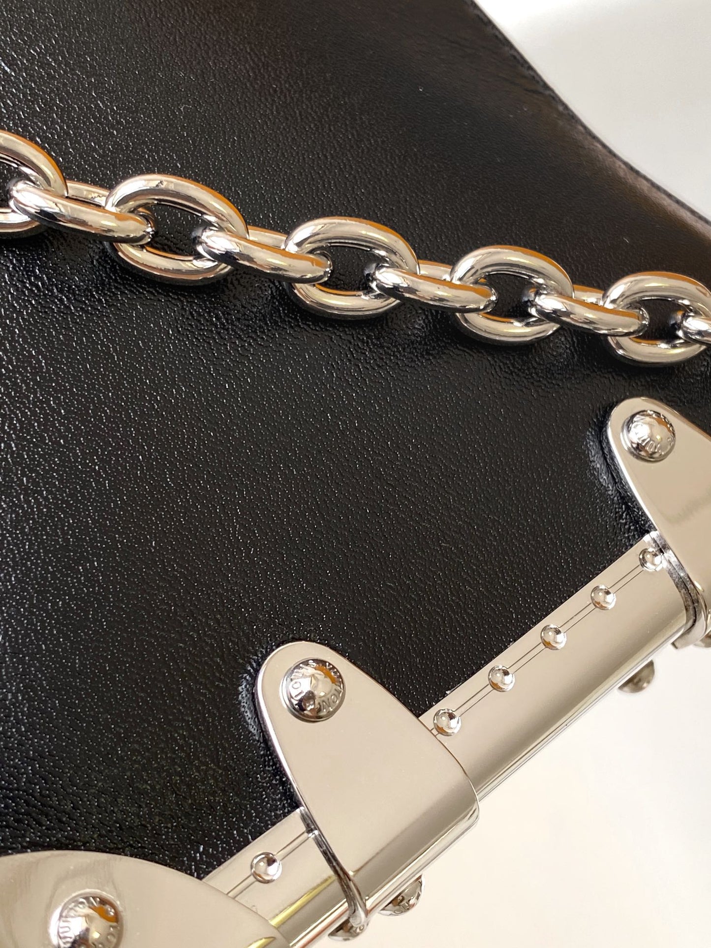 Louis Vuitton Side Trunk PM Handbag - Black Leather with Silver-Tone Hardware