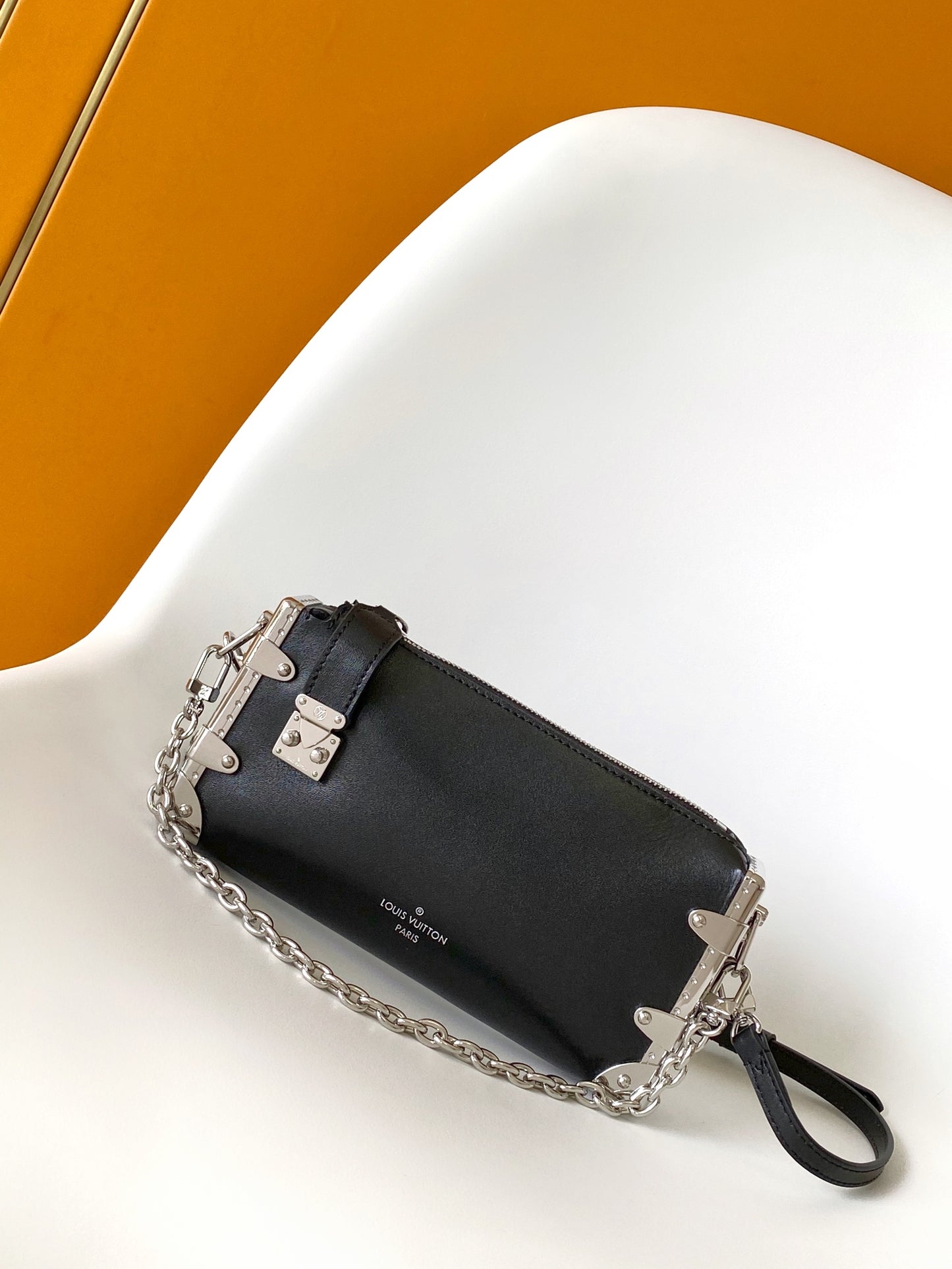 Louis Vuitton Side Trunk PM Handbag - Black Leather with Silver-Tone Hardware