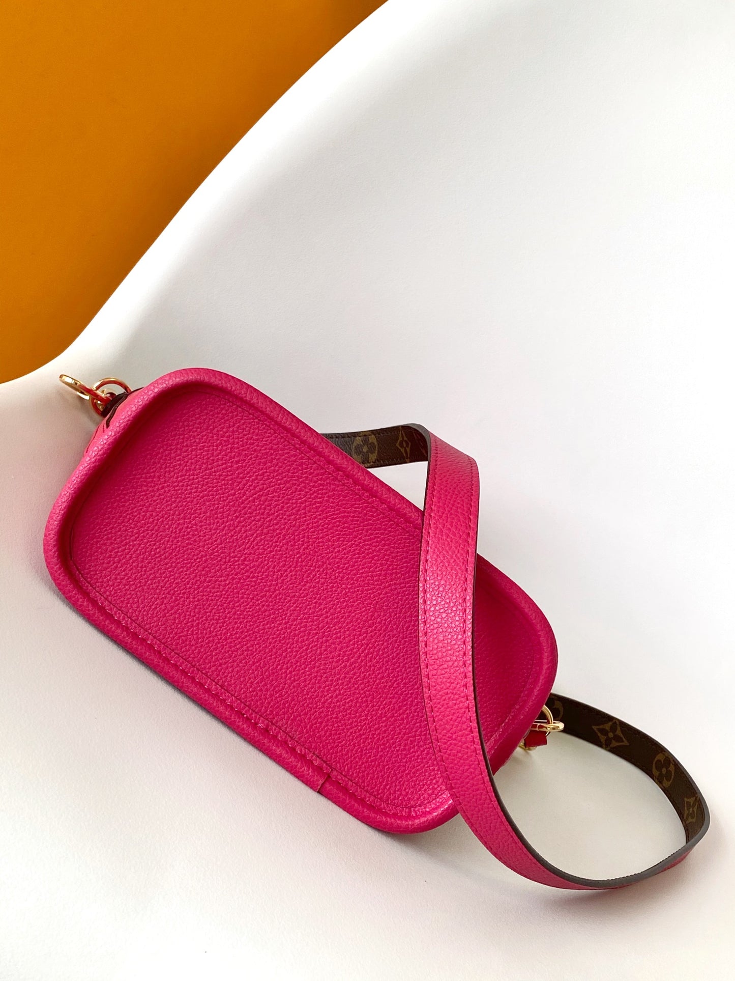 Louis Vuitton Nano Bucket Monogram Canvas with Fuchsia Pink Leather Trim