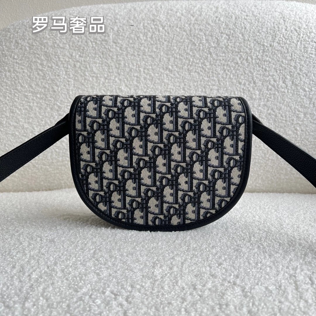 Dior Gallop Mini Shoulder Bag - Blue Dior Oblique Jacquard & Black Grained Calfskin