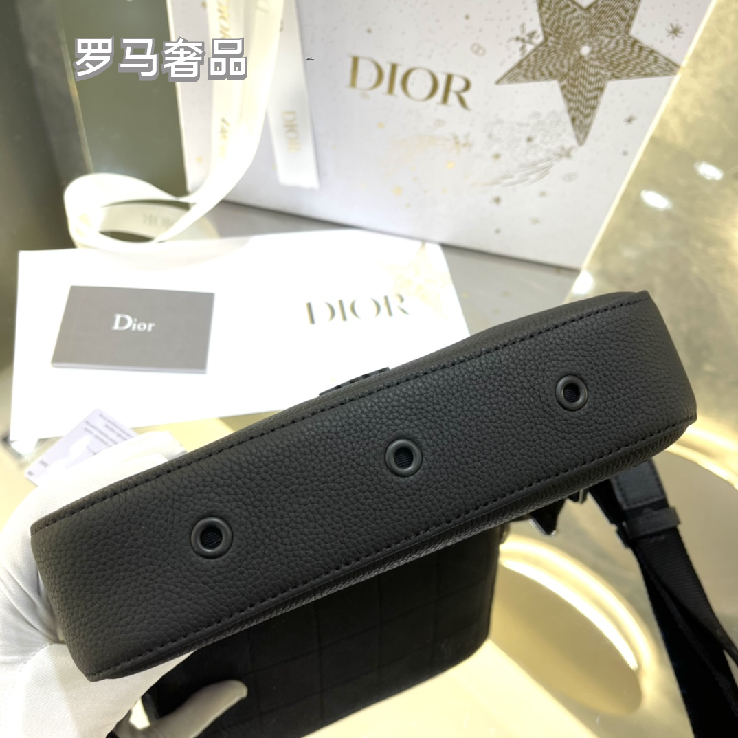 Dior Safari Messenger Bag Black Grained Calfskin Crossbody