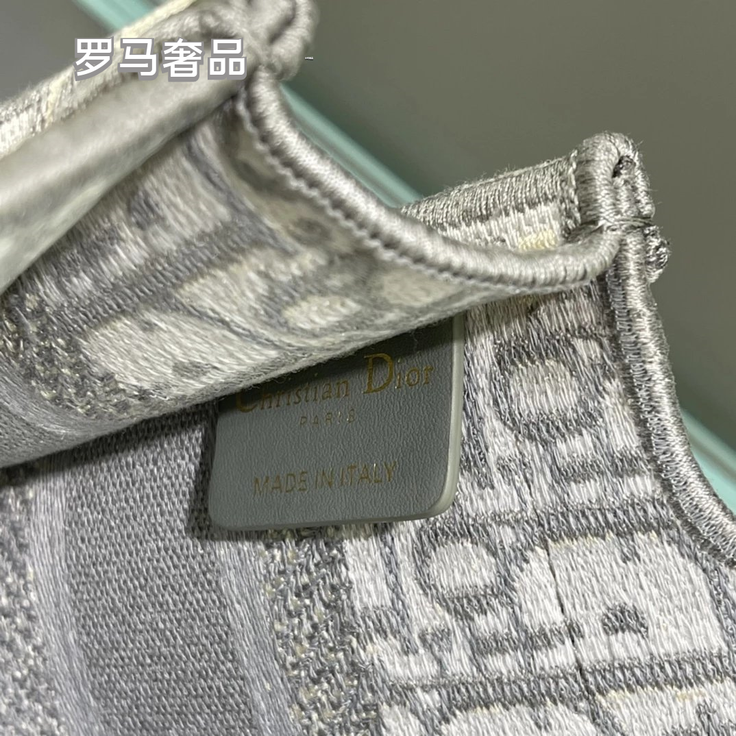 Christian Dior Blue Dior Oblique Embroidery Mini Book Tote