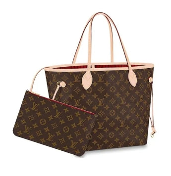 Louis Vuitton Neverfull MM Monogram Canvas Tote Bag with Pivoine Interior