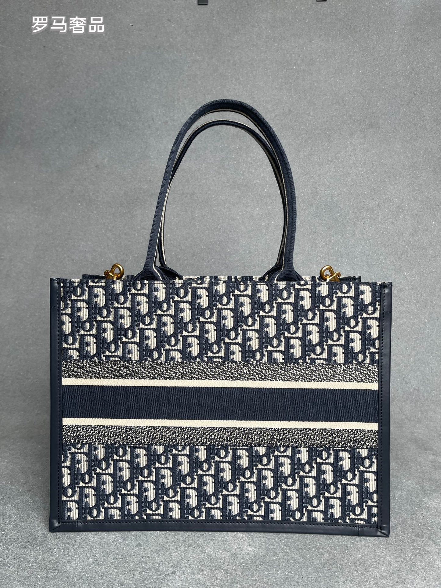 Christian Dior Book Tote - Blue Dior Oblique Embroidery