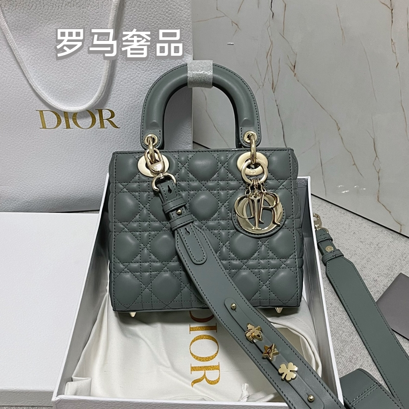 Lady Dior My ABCDIOR Small Handbag in Light Gray Cannage Lambskin