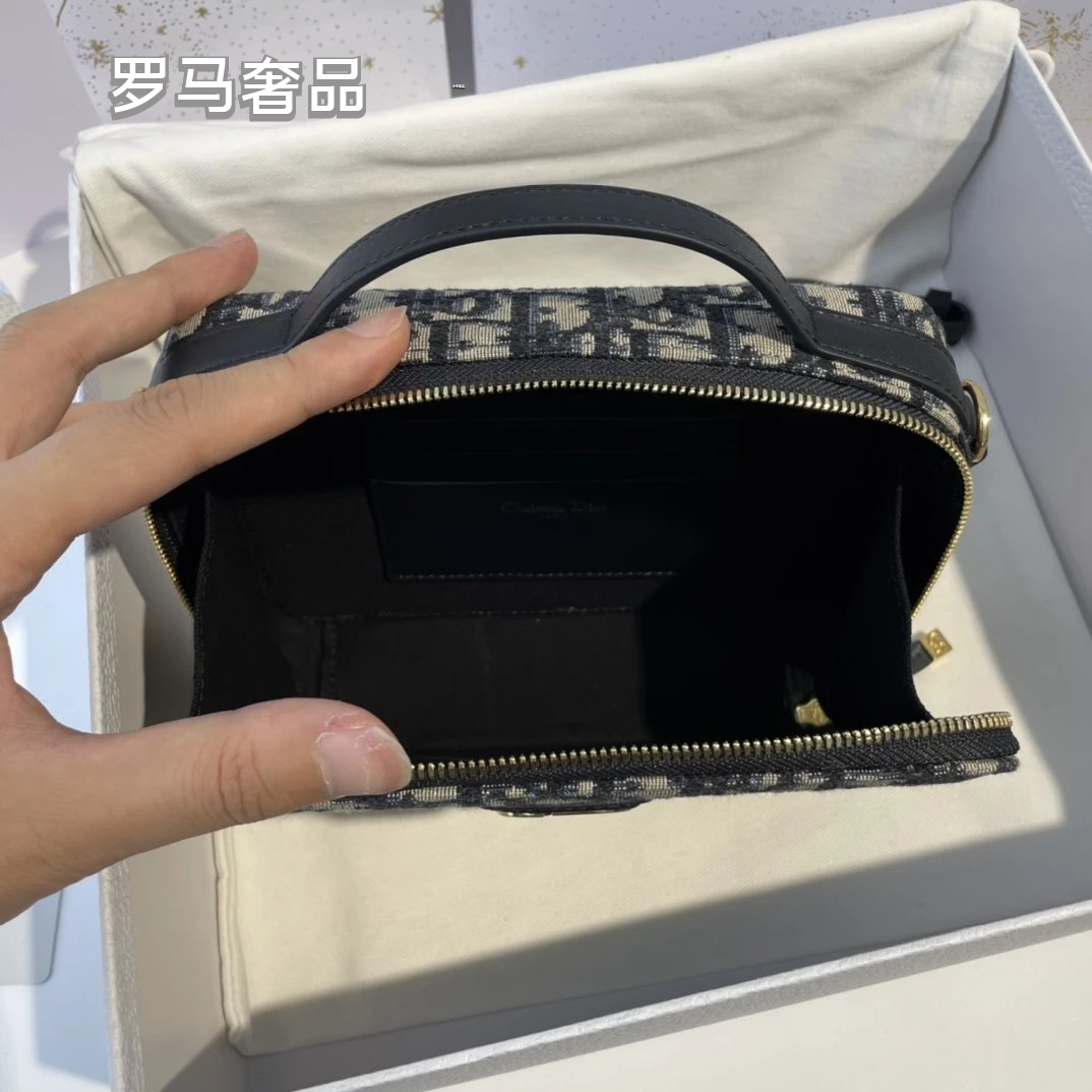 Luxury Quilted Cannage & Oblique Pattern Vanity Case Cosmetic Bag for Women