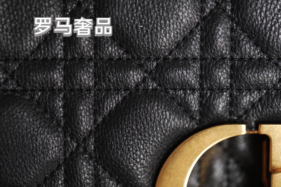 Dior Caro Bag in Black Cannage Calfskin with Gold-Tone CD Logo