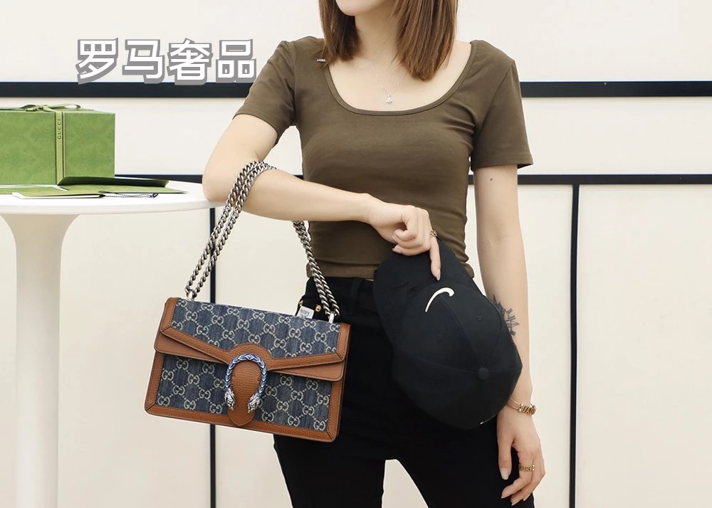 Gucci Dionysus Super Mini GG Denim Shoulder Bag - Blue/Brown