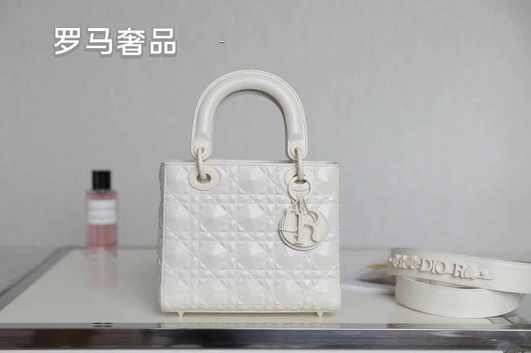 Lady Dior My ABCDIOR Small Handbag in Light Gray Cannage Lambskin