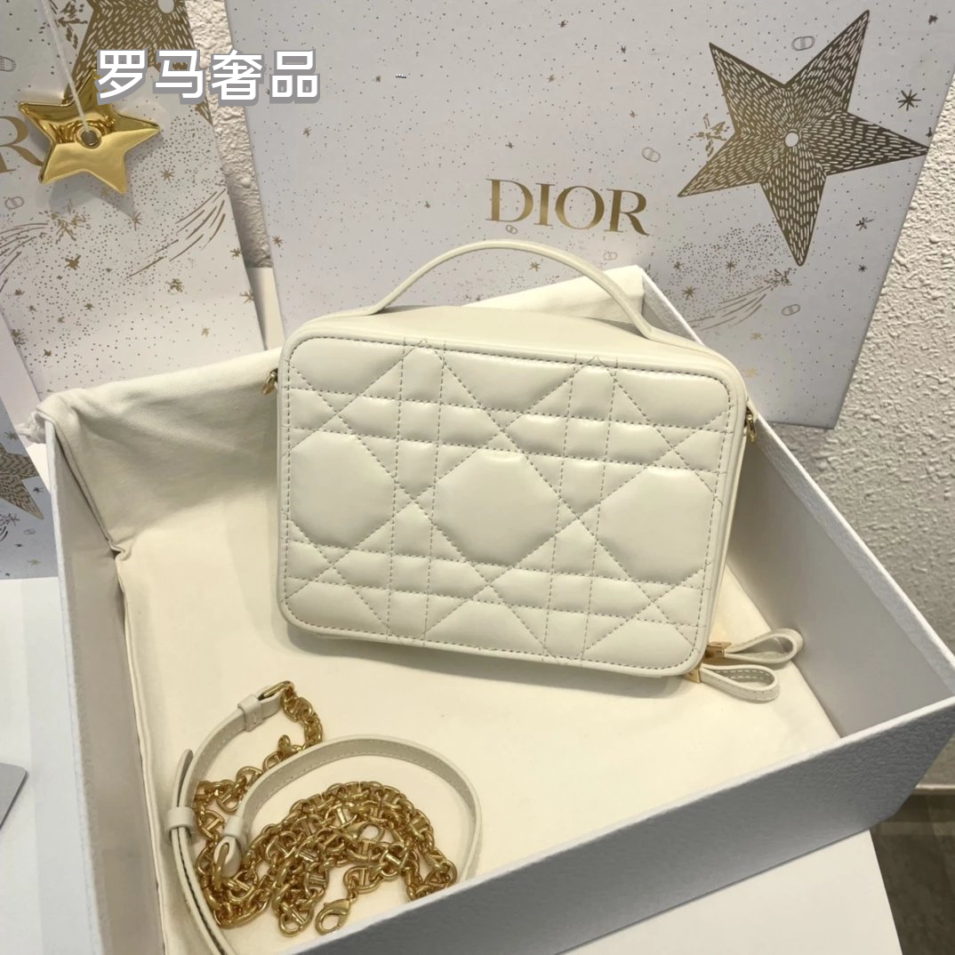 Luxury Quilted Cannage & Oblique Pattern Vanity Case Cosmetic Bag for Women