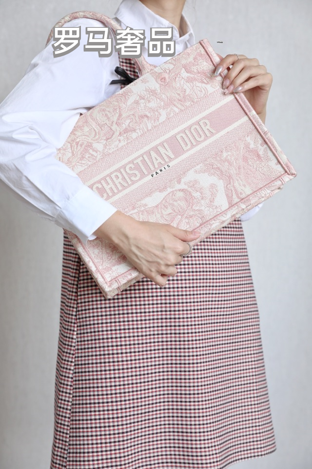 Christian Dior Pink Toile de Jouy Book Tote Bag