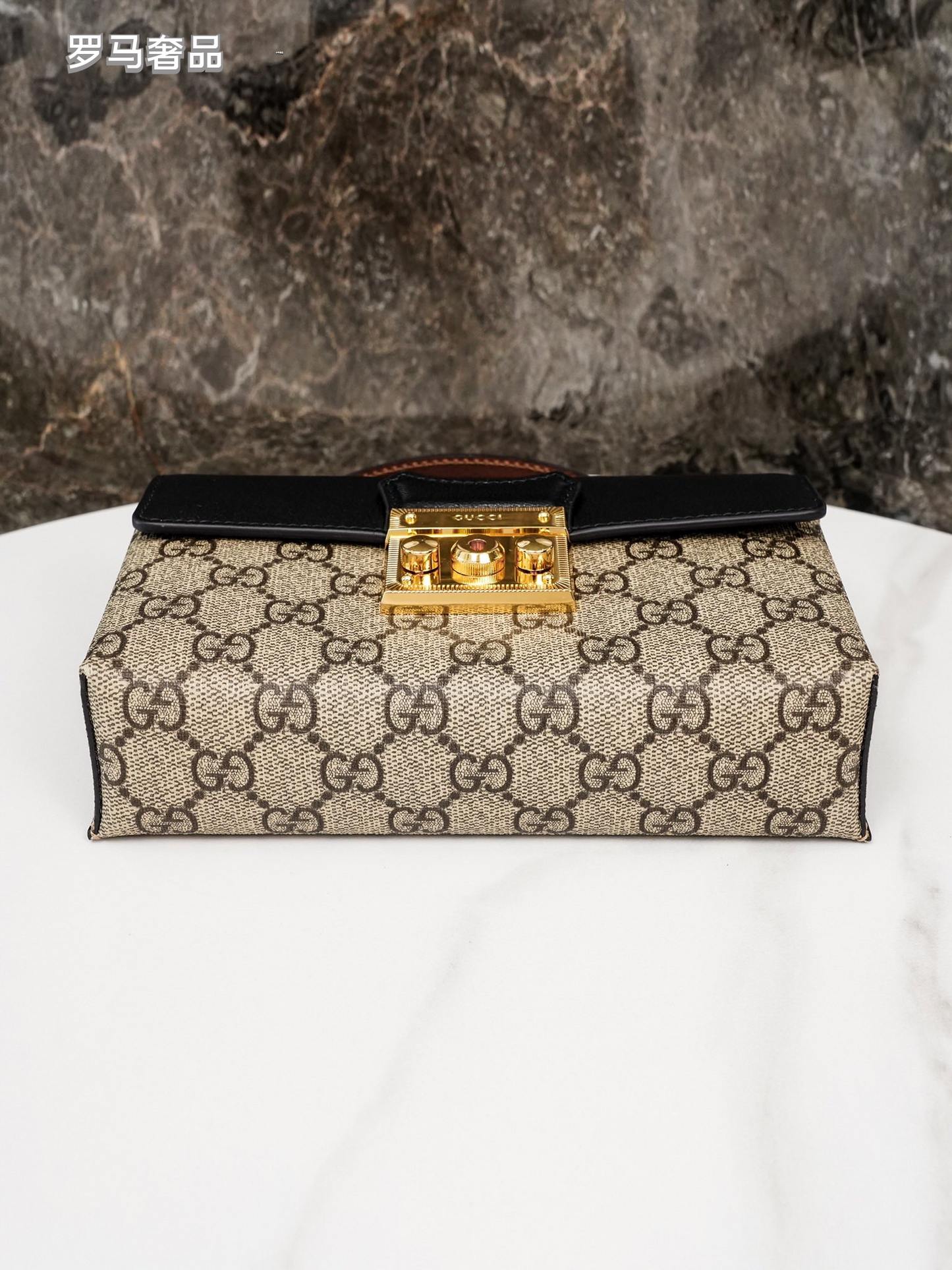 Gucci Padlock Small GG Supreme Shoulder Bag - Black &amp; Brown Leather