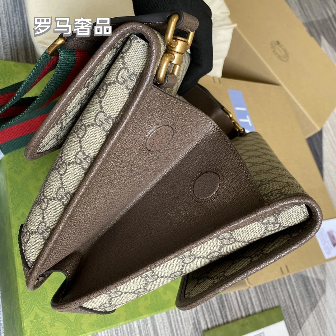 Gucci Neo Vintage GG Supreme Messenger Bag - Brown Canvas &amp; Leather