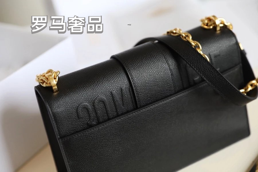 Dior 30 Montaigne Black Box Calfskin Bag with Gold-Finish CD Clasp