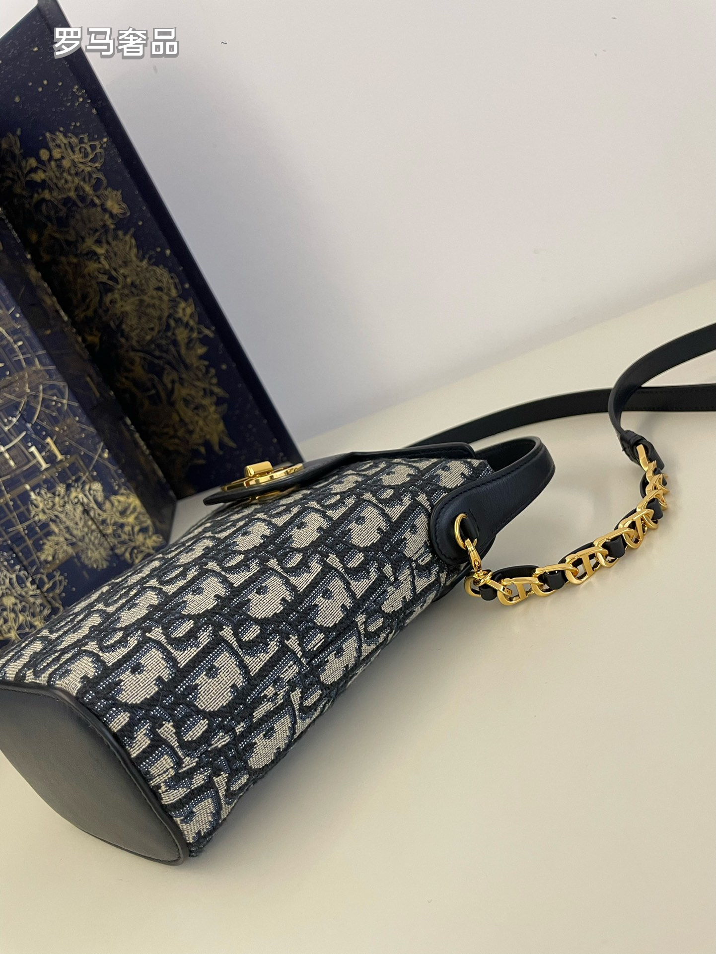 Dior Small C'est Dior Bucket Bag - Blue Dior Oblique Jacquard with Gold-Finish Metal