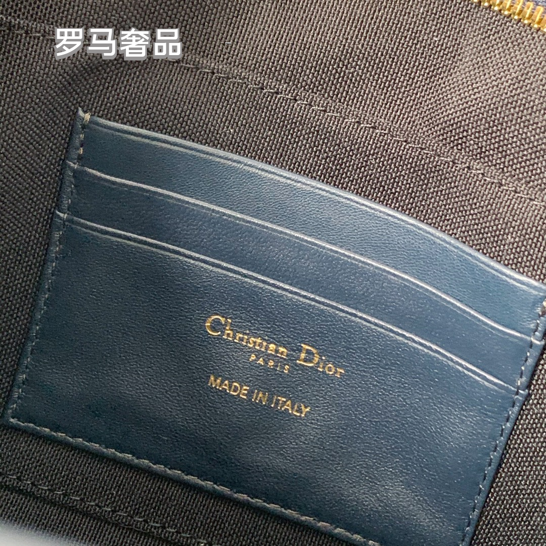 Christian Dior Oblique A5 Pouch Blue Jacquard Clutch Bag