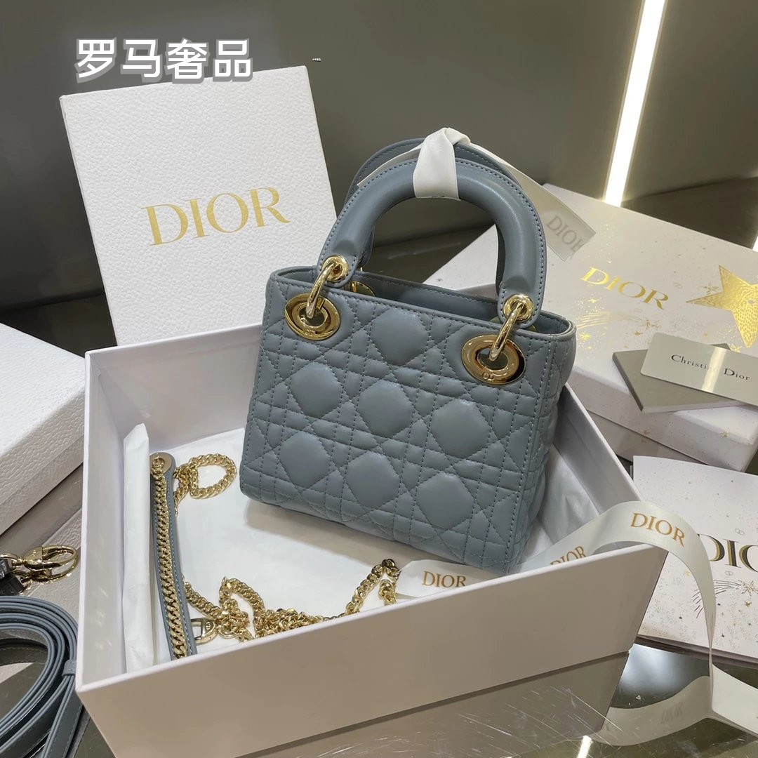 Christian Dior Lady Dior Mini Bag White Cannage Lambskin with Silver-Tone Hardware