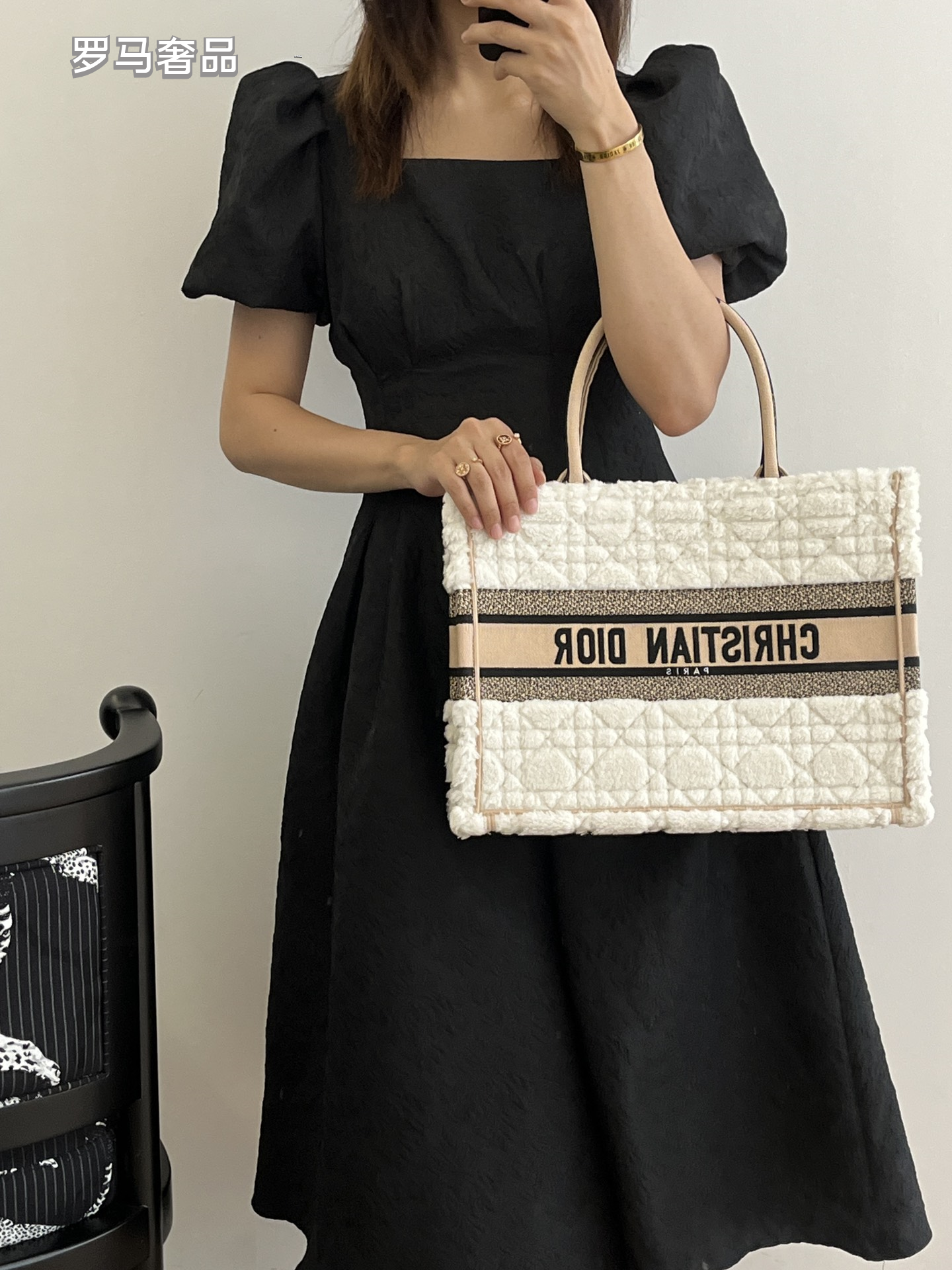Christian Dior White Macrocannage Embroidered Book Tote Set - 3 Sizes