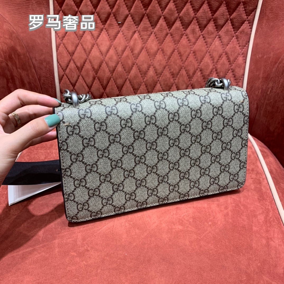 Gucci Dionysus GG Supreme Small Shoulder Bag with Tiger Head Closure