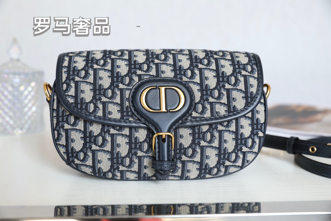 Christian Dior Bobby Bag Blue Dior Oblique Jacquard Canvas Shoulder Bag