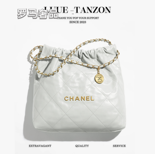 Chanel 22 Mini Handbag - White Quilted Leather with Gold-Tone Hardware