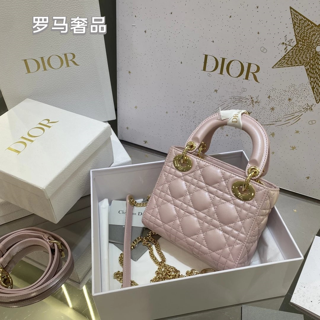 Christian Dior Lady Dior Mini Bag White Cannage Lambskin with Silver-Tone Hardware