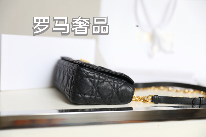 Dior Caro Bag in Black Cannage Calfskin with Gold-Tone CD Logo