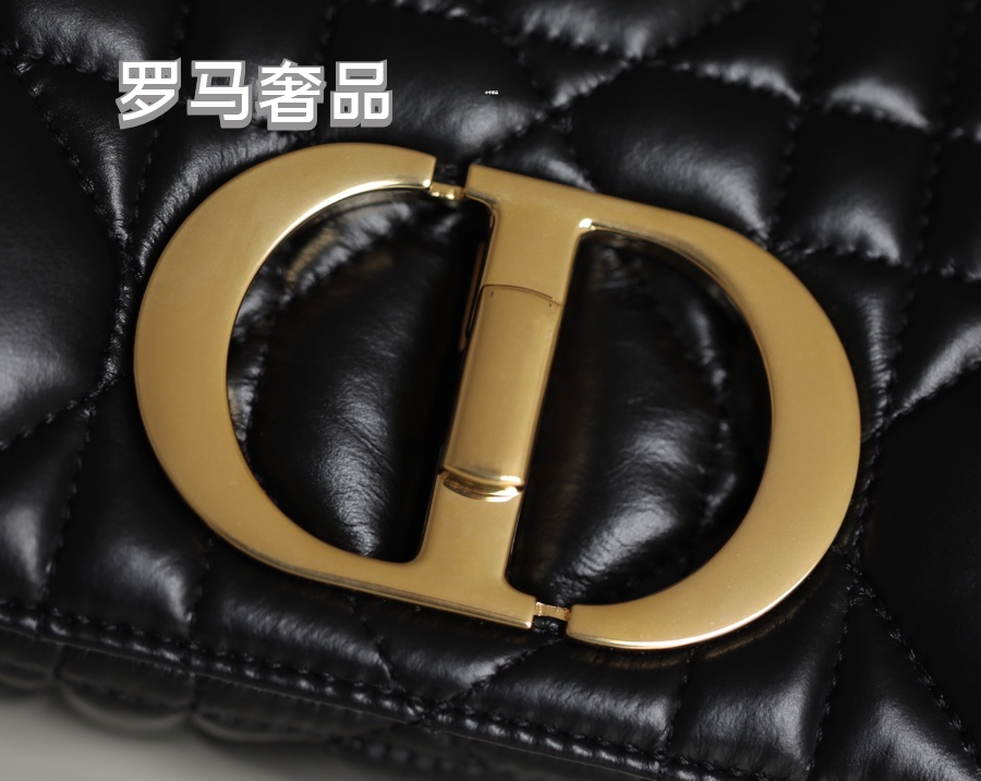 Christian Dior Caro Medium Bag Black Cannage Calfskin Gold Hardware