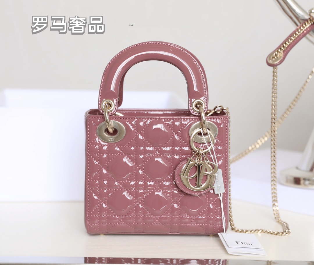 Mini Lady Dior Handbags - Quilted Cannage Leather Mini Bags in Blue and Pink