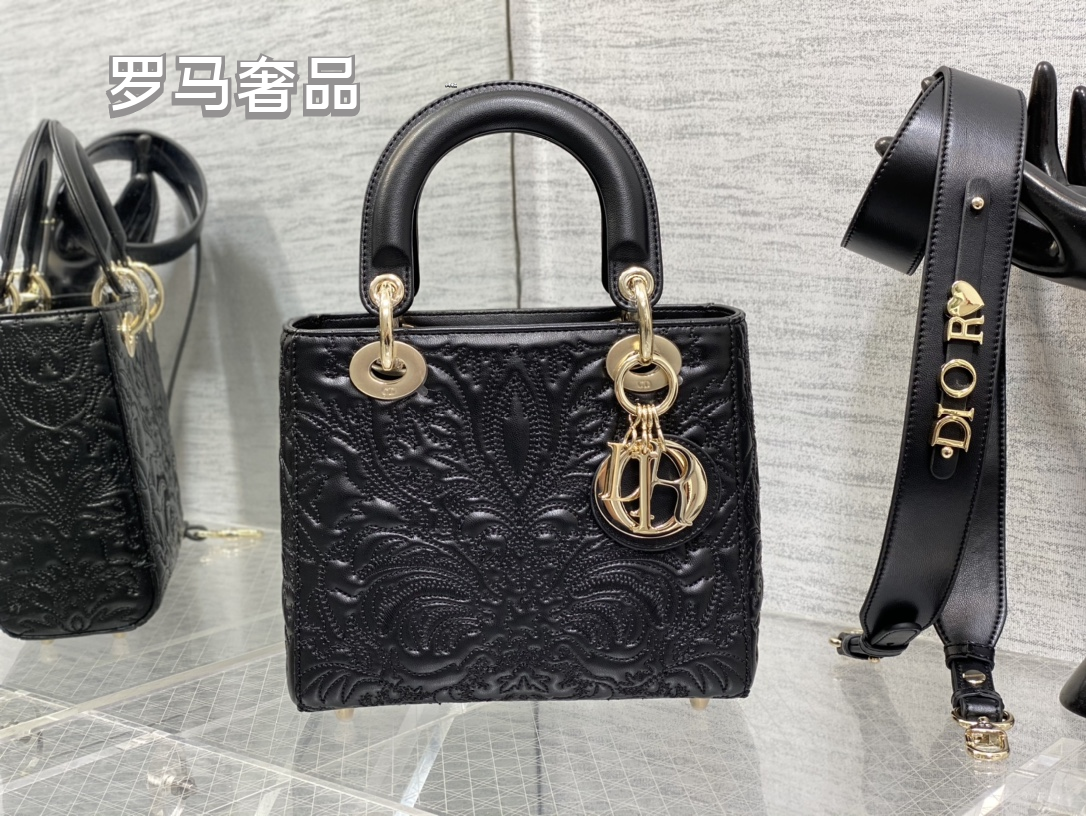 Lady Dior My ABCDior Bag - White Embossed Calfskin with Gold-Finish Metal Charms
