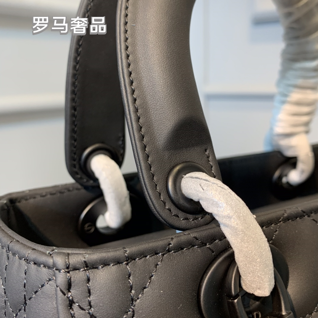 Medium Lady Dior Bag in Black Ultra-Matte Cannage Calfskin
