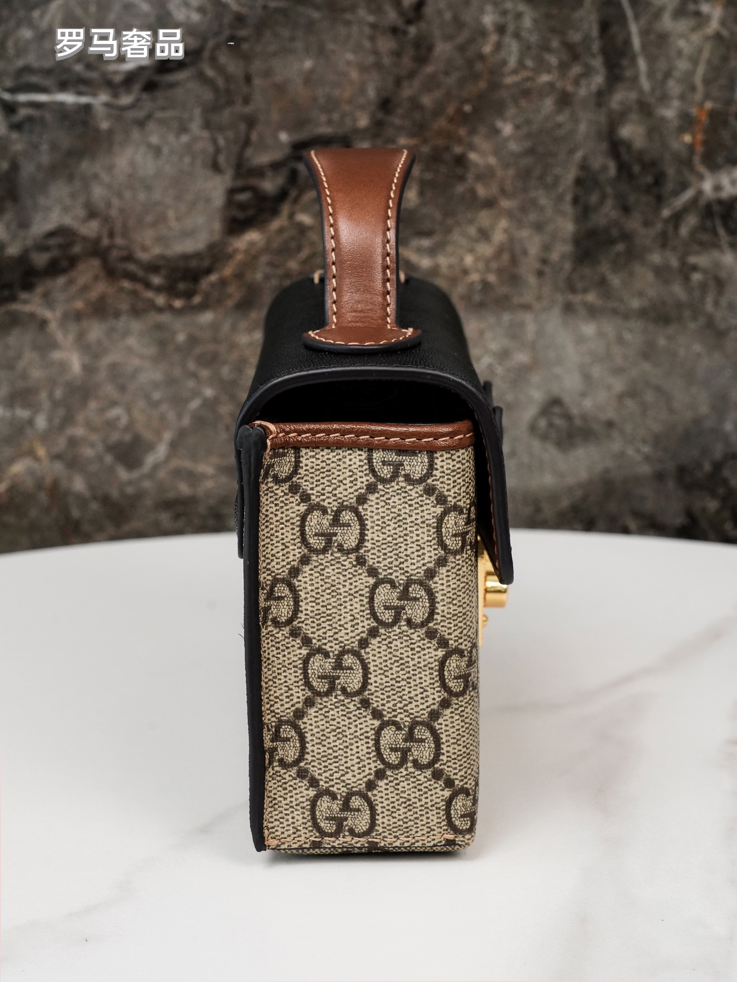 Gucci Padlock Small GG Supreme Shoulder Bag - Black &amp; Brown Leather