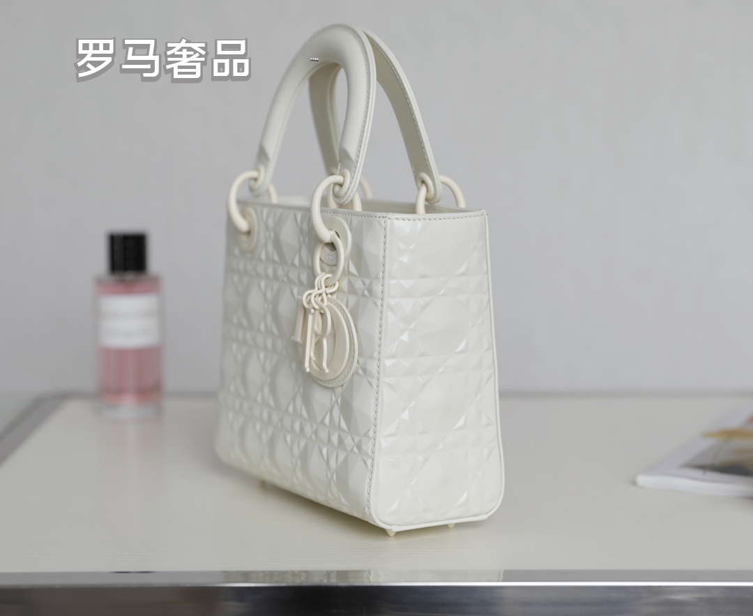 Lady Dior My ABCDIOR Small Handbag in Light Gray Cannage Lambskin