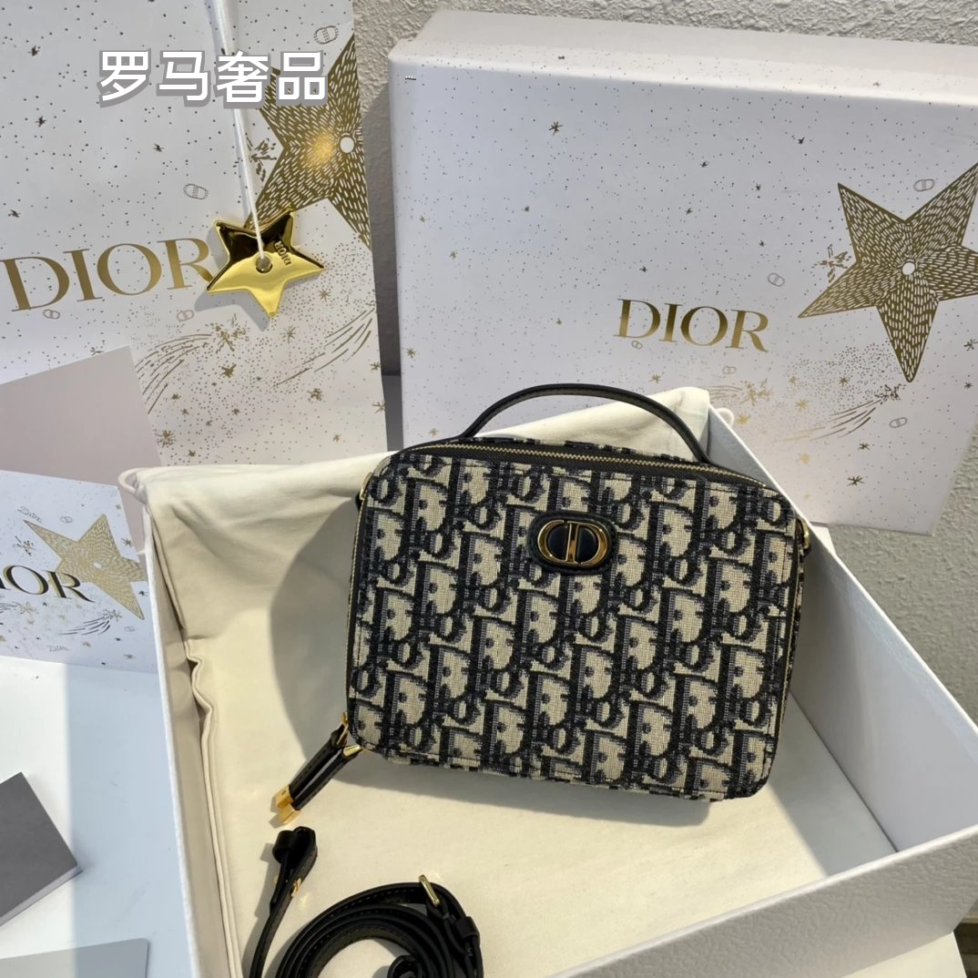 Luxury Quilted Cannage & Oblique Pattern Vanity Case Cosmetic Bag for Women