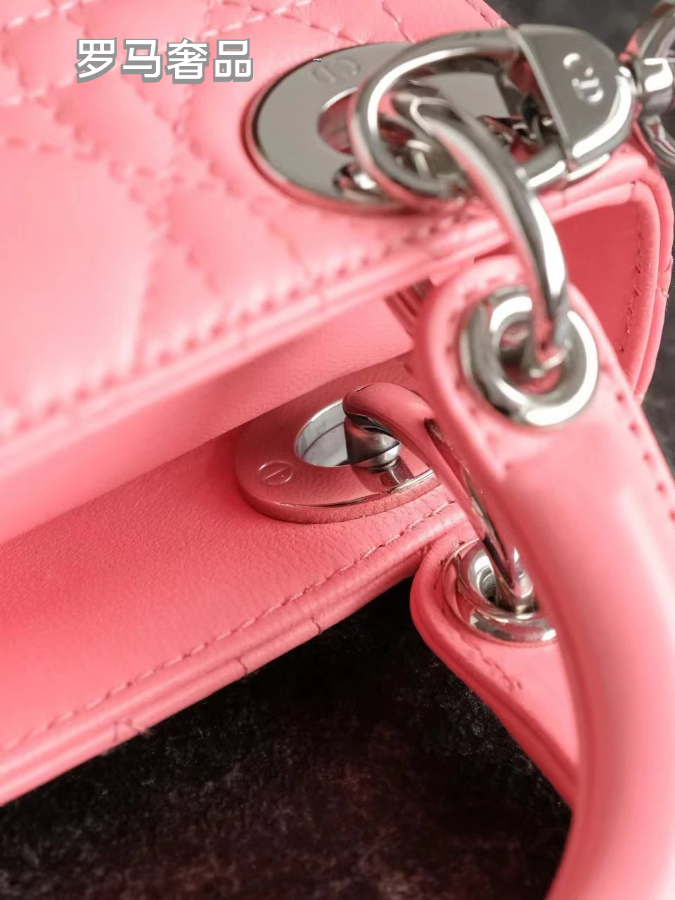 Mini Lady Dior Bag in Pink Cannage Lambskin with Silver-Tone Charms