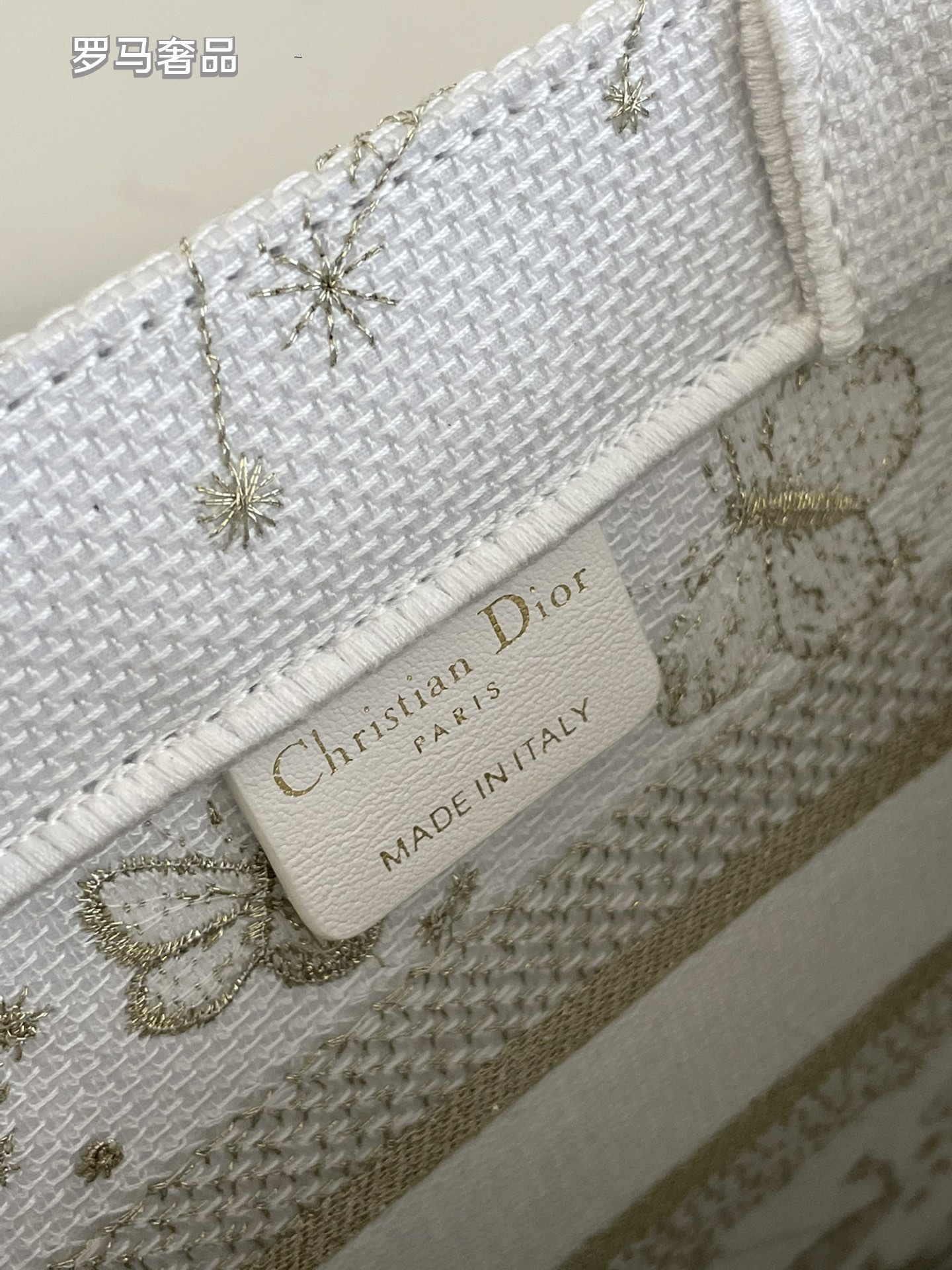 Christian Dior Book Tote Butterfly Embroidery Canvas Handbag