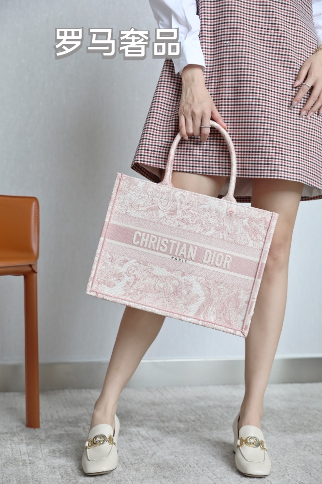 Christian Dior Pink Toile de Jouy Book Tote Bag
