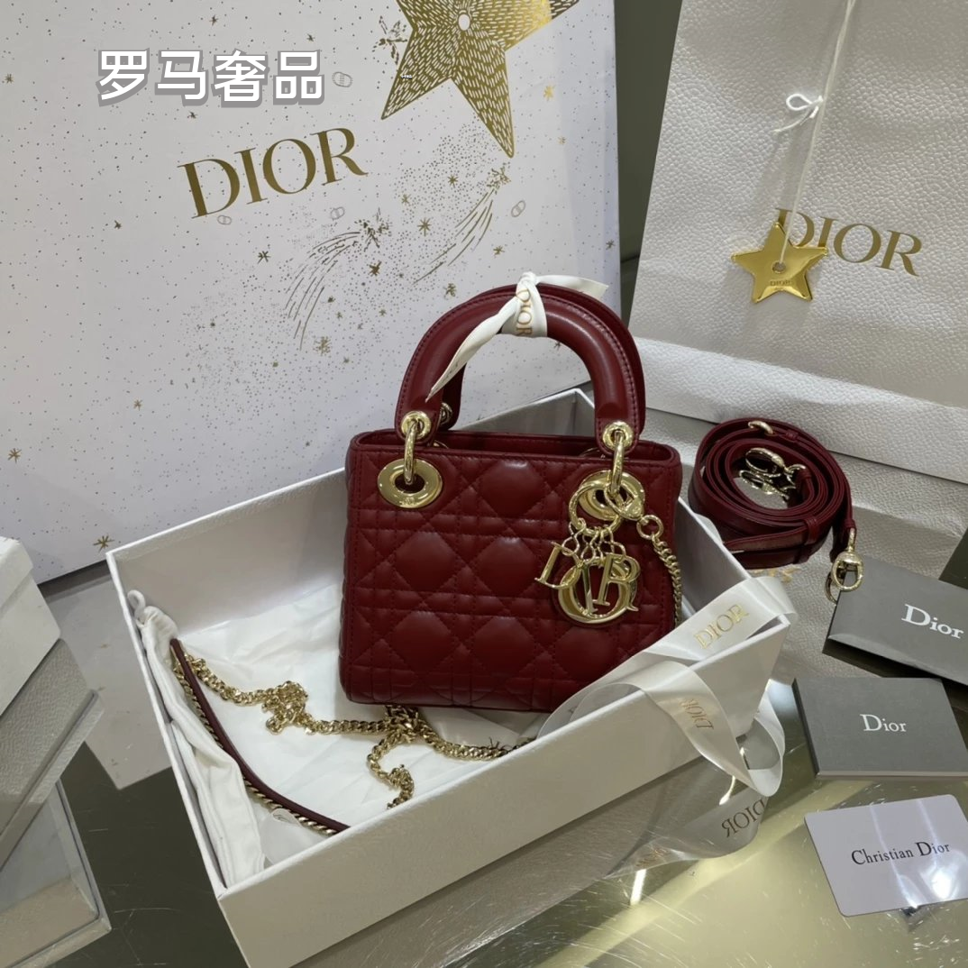 Christian Dior Lady Dior Mini Bag White Cannage Lambskin with Silver-Tone Hardware