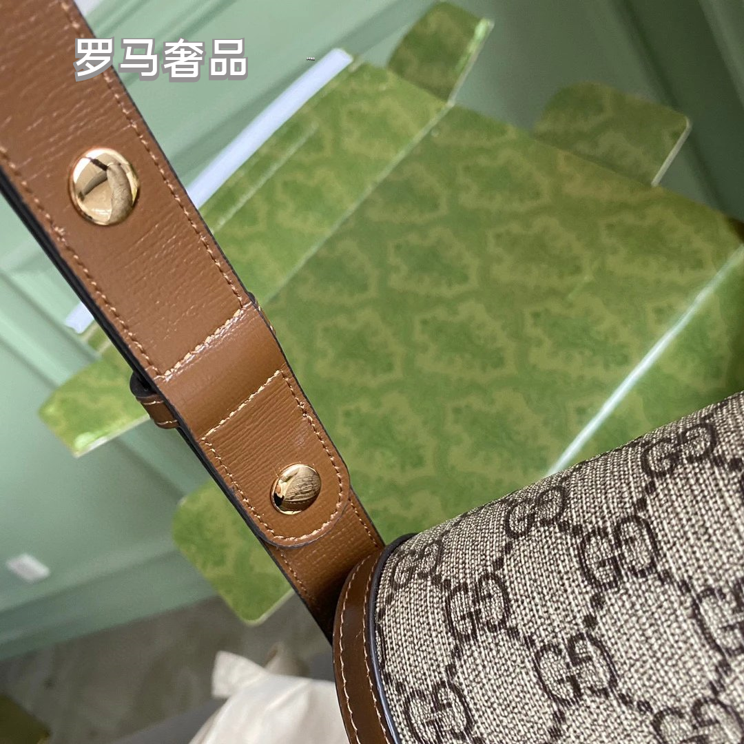 Designer GG Supreme Horsebit Shoulder Bag - Red Leather &amp; Monogram Canvas